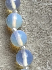 Vintage Knotted Opalite Bead Necklace 16”