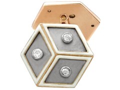 Antique French 0.24 Ct Diamond Platinum Set 14k Rose Gold Cufflinks