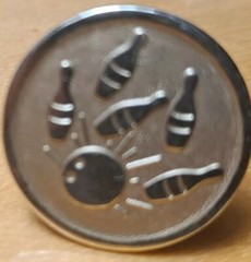 Vtg 1950s-60s Bowling Cufflinks Goldtone Metal/ Bullet-Back Toggle