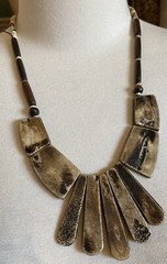 Vintage Cattle Horn Natural NATIVE Bib Necklace 23” Rustic Bohemian – AS IS