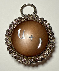 Vintage Silver Tone and Brown “U + I” Locket Pendant J-3H