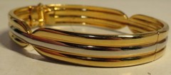 BRACELET Vintage Bangle Gold & Silver Tone Banded Unbranded Fashion Jewelry 8″OD