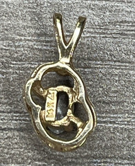 Vintage 14K Solid Yellow Gold White Sapphire & Tiny Diamond Pendant .88g Signed