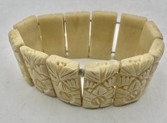 Hand Carved Expandable Panel Bracelet boho Vintage 12 Panels