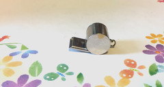 Working Whistle Pendant Charm Vintage Estate JMS signed 6.38g