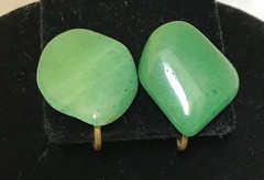 Vintage Jade, Aventurine, Jadeite, Natural Stone, Twist Back Earrings JWL-1055