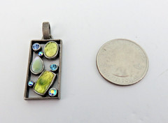 Vintage Artisan Mosaic Colorful Mixed-Stone Boho Eclectic Jewelry Pendant
