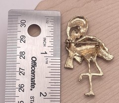 Vintage Christmas Flamingo Aurora Borealis Rhinestone Santa Hat Goldtone Brooch