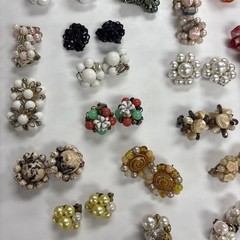 Huge Lot 74 Pair Vintage Cluster Bead Clip On Screw Back Earrings Japan Germany