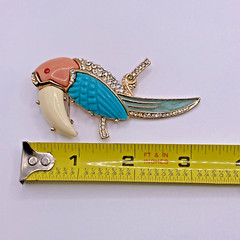 Vintage Bird Brooch Parrot Figural Animal Rhinestone Multicolor Retro Costume