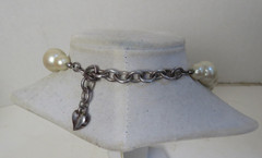 Vintage Carol Lee Knotted Single Strand Large Faux Pearls Heart Necklace