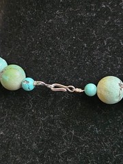 Vintage Tibetan Style Turquoise Necklace with Silver & Carved Bovine Bone Beads