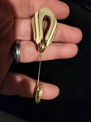 Vtg Signed TRIFARI Gold Tone/Enamel Stick Pin 80s-90s 3.5 inches