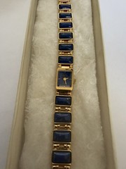 VTG 1970s Lapis Lazuli Watch/Bracelet Gold Tone Smithsonian Institution, Unused