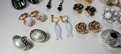 Vintage Lot Clip/Screw on Earrings 3 Signed Faux Pearl Silvertone 14 Pairs