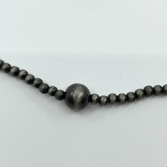 Vintage Southwestern Style Long Hematite Gray Beaded Strand Necklace Classic