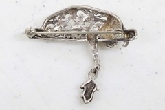 Vtg Jezlaine Filigree Cat Playing with Mouse 4.6G 925 Sterling Silver Pin Brooch