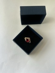 Vintage Red Cubic Zirconia Ring Gold Plated Womens Size 8.5