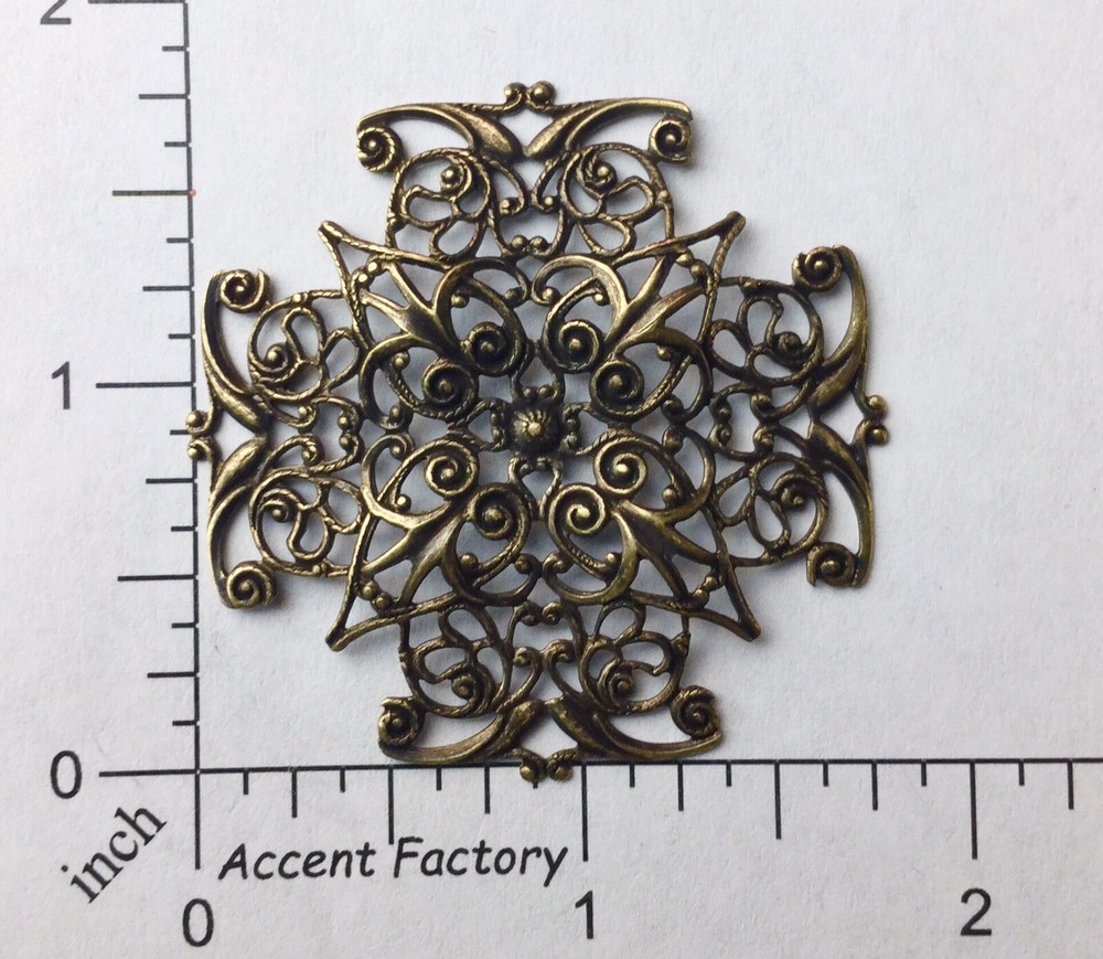 24833 Brass Oxidized Victorian Filigree Jewelry Finding