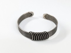Vintage Artisan Made Silver Tone Wire Collar Necklace & Cuff Bracelet Set