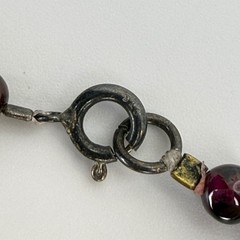 Vintage Round Garnet Bead Strand Necklace Sterling Silver Dark Red Burgundy
