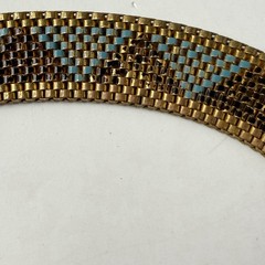 Antique Art Deco Egyptian Revival Enamel Geometric Mesh Collar Necklace 16”