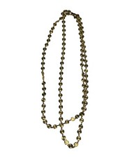 Liz Claiborne Signed Vintage 32″ Double Strand Gold Tone Coin Disc Necklace