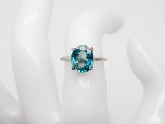Designer $6000 5.50ct Natural Blue Zircon Diamond Platinum Ring RARE