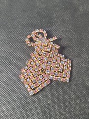 Vintage Signed Kramer New York 2.5″ Pink Blue Rhinestone Brooch See Description