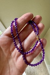 Vintage 4mm Faceted Amethyst Bead Necklace 14k Lobster Claw Clasp 18” Sparkles