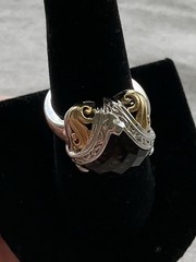 925 Sterling Silver Two Tone Smoky Quartz Ring Size 7 Vintage Estate Jewelry