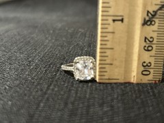 925 Sterling Silver Cushion Cut Cubic Zirconia Halo With Accents Ring Sz 4.25