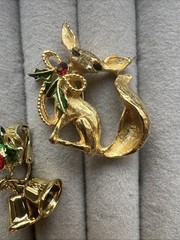 Vintage Designer Christmas Holiday Jewelry Lot Brooch & Earrings MYLU CAROL LEE
