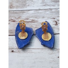 Vintage Jeff Lieb Clip On Earrings Blue – Paint Damage