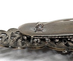 Unusual BIG Antique FRENCH? CUT STEEL & SILVER TONE FERN Brooch 1920s 1930s