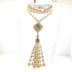 Faux Pearl Tassel Necklace Strand 5 x 24 Inch