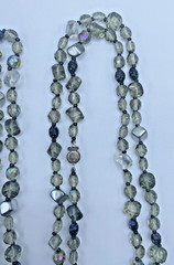 Vintage Smoky Gray Multi Bead Crystal Long Made In Germany Necklace