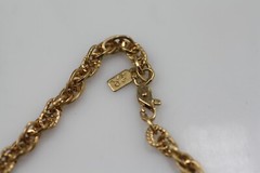 Vintage shiny & textured gold tone links Lady Remington LR chain necklace 48″