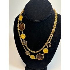 Necklace Retro Vintage Elegance Long Statement in Gold Tone 32 in Sarah Coventry