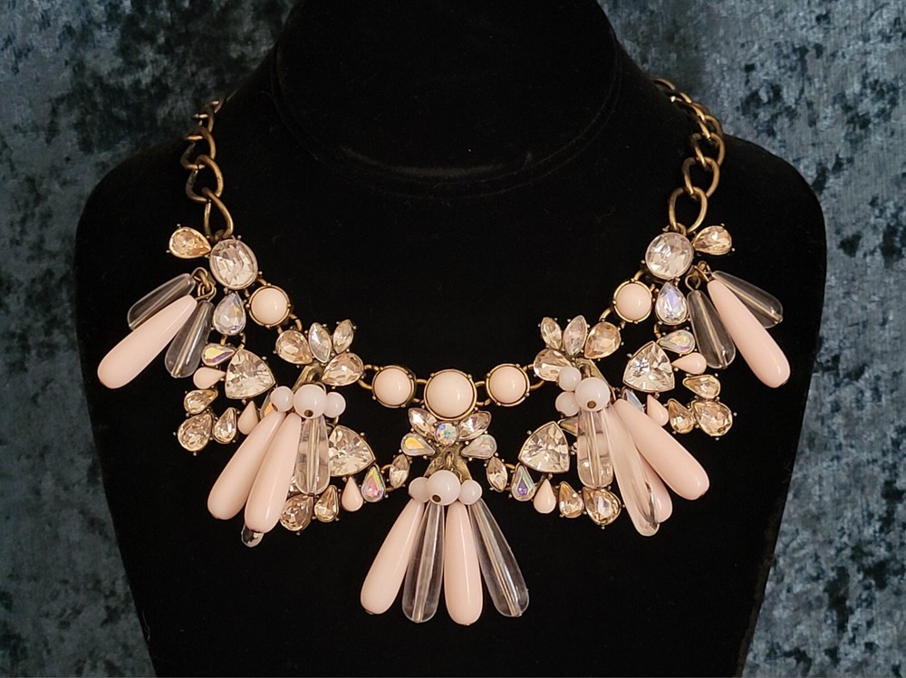SUGARFIX By BaubleBar ~ Cute Brass Tone Necklace With Rhinestones & Glass Drops