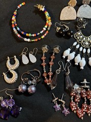 Vintage Multicolor Mixed Lot Earrings Collection Glass Plastic Metal