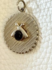 Vintage Bowling Pins & Ball Charm Pendant Circa 1950-1970 Gold Tone 1” Diameter