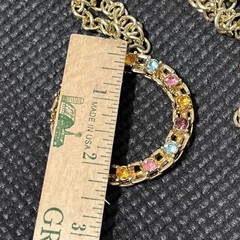 Vintage Sarah Coventry Piccadilly Circle Necklace Multi Color Rhinestone 26 in