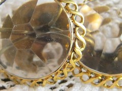 ANTIQUE 14K GOLD FACETED CUT GLASS ROCK CRYSTAL CUFF LINKS SLEEVE STUD BUTTON