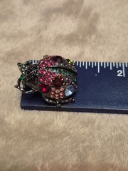 VNTG Gun Metal Multicolor Crystals Lady Bug Glam Brooch in Your Garden Theme