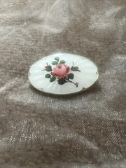 Norway 925 Sterling Enamel Rose Brooch Vintage Floral Pin
