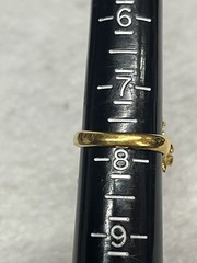 Vintage 18KT. H.G.E. Faux Jade Uranium Glow Stones Gold Plated Ring 7.75