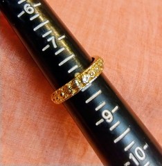 Vintage Gold Tone Blue Marquise and Clear Crystal Rhinestone Cocktail Ring Sz 8