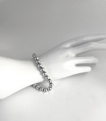 Vintage Stamped Sterling 23, 5mm Beads Bracelet 8.25″ Long