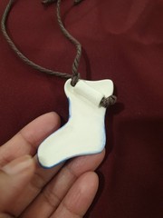 Flying Colors Vintage Xmas Necklace Stocking Blue & White Festive Holiday